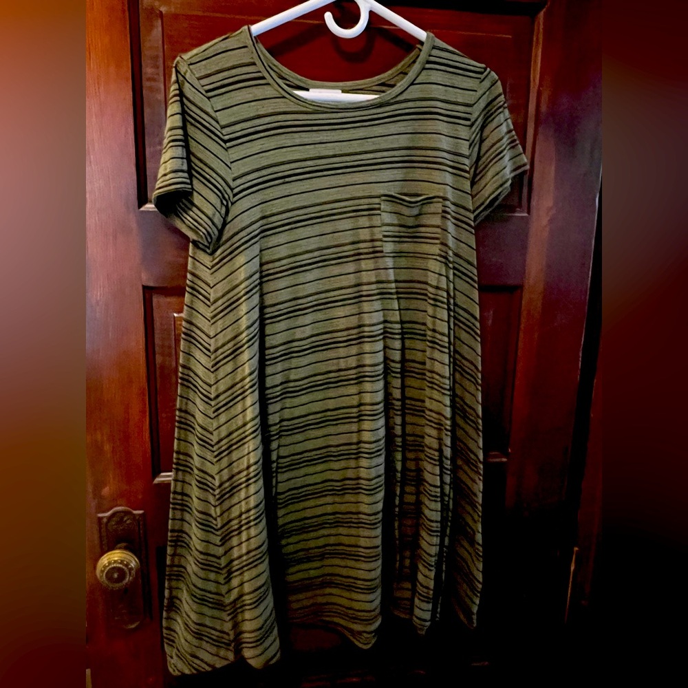 LuLaRoe Green and Black Mini Sundress